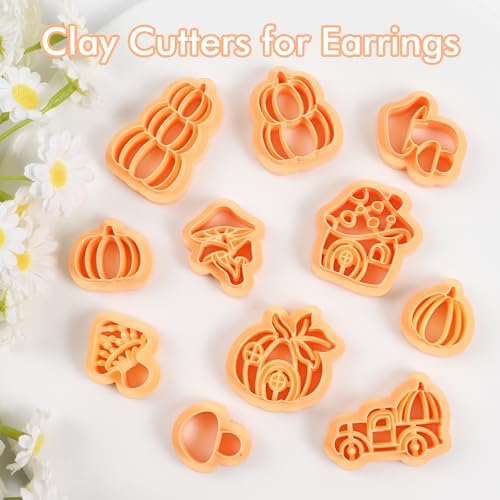 Puocaon Fall Polymer Clay Cutters - 11 Pcs Autumn Themed Cutters for Polymer Clay Jewelry Pumpkin Mushroom Earrings Making Kit for Polymeric Jewelry Design - Image 4