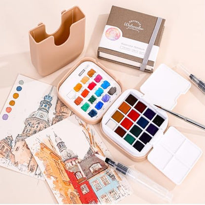 Watercolor Paint Mini 16-Color Solid Paint Kit Classic Colors Gift Set - Image 7