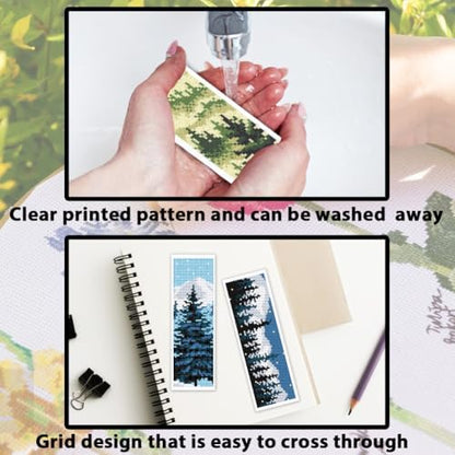 ACRNIGHEET 6PCS Cross Stitch Bookmark Kit for Beginner Pine Stamped Cross Stitch Kits Needlepoint Kit for Adults DIY Tassel Embroidery Bookmark Kits with Instructions Craft Gift 8.5"x3" 11CT - Image 3