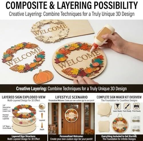 12 Inch Door Hanger Kit for Crafts, Unfinished Wood Sign Blank - Image 3