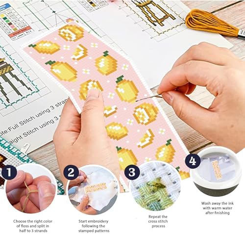 FREEBLOSS 6 Set Cross Stitch Bookmark Kit Stamped Cross Stitch Kit - Image 4
