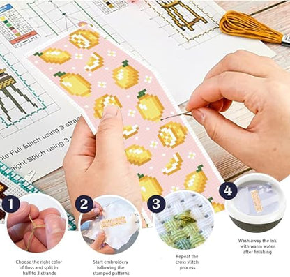 FREEBLOSS 6 Set Cross Stitch Bookmark Kit Stamped Cross Stitch Kit - Image 4