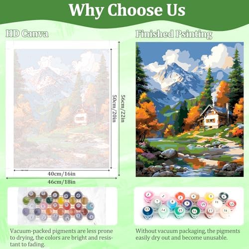 AIRDEA Landscape Paint by Numbers for Adults 16x20in Mountains and Rivers Painting by Number Kits for Beginner Frameless Easy Acrylic Oil Painting on Canvas with Paints and Brushes - Image 3