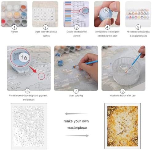 Bozfoxa Paint by Numbers Kit for Adults Beginner Golden Moon Floral - Image 3