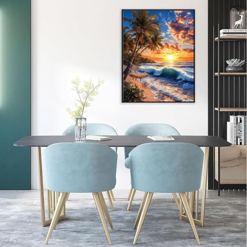 Beach Paint by Numbers Kit for Adults, DIY Oil Painting Canvas 16x20inch - Image 4