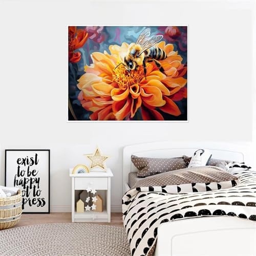 NDNXYXGS Flowers Paint by Numbers Kits for Adults,Dahlia DIY Painting Kit on Canvas,Bee Color by Numbers,Large Adult Paint by Number for Wall Decor and Gifts (bee) - Image 6