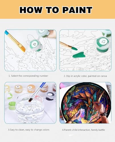 Meothan Dragon Paint by Numbers Kits for Adults 13.8”W x 13.8”L - Image 6