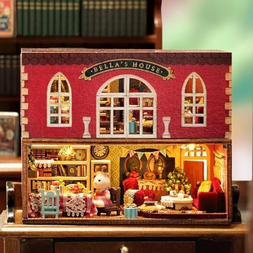 DIY Miniature Dollhouse Kit, Creative Wooden Doll House Craft Model with LED and Furniture for Christmas Birthday Gift (QH001) - Image 5