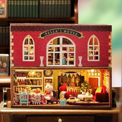 DIY Miniature Dollhouse Kit, Creative Wooden Doll House Craft Model with LED and Furniture for Christmas Birthday Gift (QH001) - Image 5