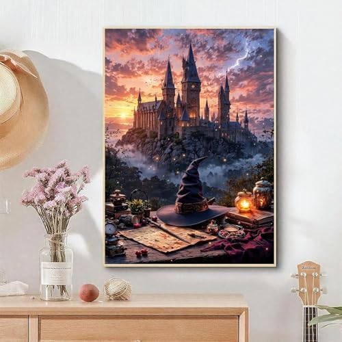 Castle Paint by Numbers Kit for Adults Framed Canvas 16X20in, Frameworkless - Image 2