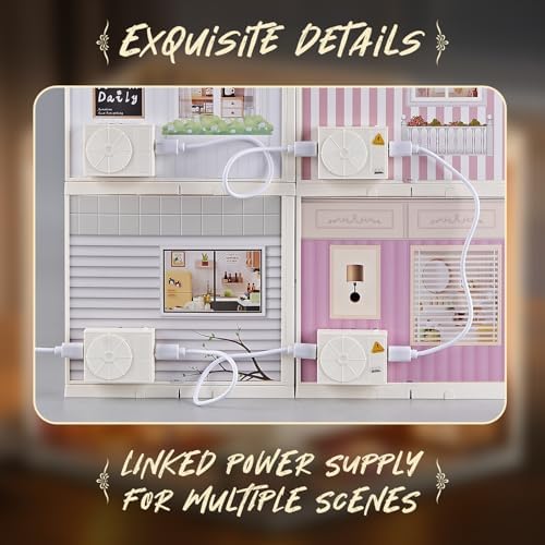 DIY Miniature Bathroom Kit with 101Pcs, 1:24 Scale Dollhouse Furniture with LED Light, Realistic Accessories & Connectable Base for Adults & Kids 8+ - Image 5