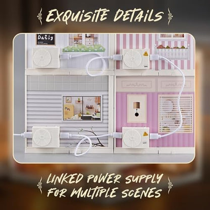 DIY Miniature Bedroom Kit, 82Pcs Cozy Dollhouse Room with LED Light - Image 5