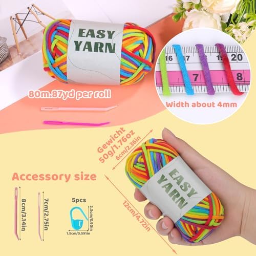 1.76Oz/87.5Yds Rainbow Beginner Crochet Yarn, Yarn for Crocheting - Image 2