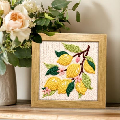 INFUNLY Lemon Flower Punch Needle Embroidery Kits Lemon Branch DIY Punch Needle Kit for Beginners Plant Stamped Rug Yarn Hooking Kit with Pre-Printed Pattern Instruction for Craft Lovers Home Decor - Image 6