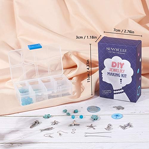 SUNNYCLUE 1 Box DIY 10 Pairs Starfish Mermaid Turquoise Earring Making Starter Kit Ocean Beach Summer Theme Earrings Synthetic Turquoise Beads Turtle Fish Crab Slipper Charm for DIY Jewelry Making - Image 7