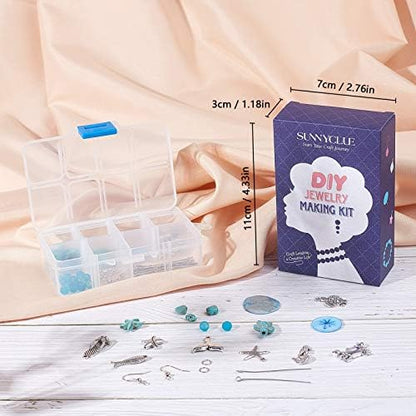 SUNNYCLUE 1 Box DIY 10 Pairs Starfish Mermaid Turquoise Earring Making Starter Kit Ocean Beach Summer Theme Earrings Synthetic Turquoise Beads Turtle Fish Crab Slipper Charm for DIY Jewelry Making - Image 7