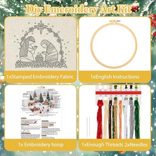 Nativity Scene Embroidery Kit, Christmas Cross Stitch Kits for Beginners - Image 3