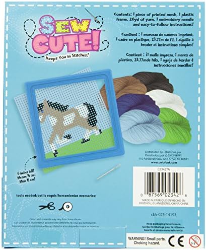 Colorbok Q2342A Horse Learn to Stitch Needlepoint Kit, 6-Inch by 6-Inch, Blue Frame - Image 2