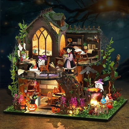 ISSEVE Miniature House Kit, Halloween Magic Castle Tiny House Building Kit - Image 4