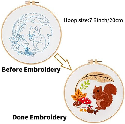 Louise Maelys Autumn Squirrel Embroidery Kit, Animal Craft for Beginners - Image 4