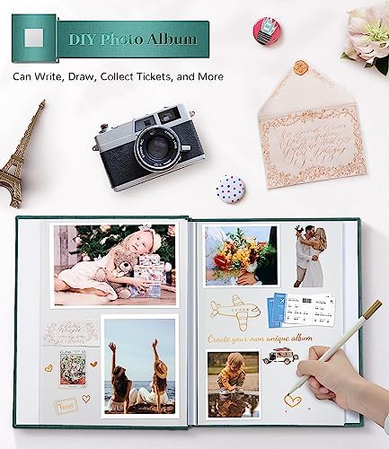 Artfeel Photo Album Self Adhesive Scrapbook Album for 3x5 4x6 5x7 8x10 Pictures, 60 Pages Linen Cover with Display Window DIY Photo Book,Ideal Gifts for Family Travel Wedding Baby - Image 4