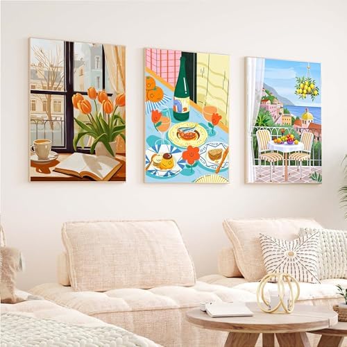 cupmod 6 Packs Coffee Paint by Numbers Kit for Adults,Food DIY Acrylic Oil Painting Paint by Numbers Kits on Canvas Without Frame,Adults' Paint by Numbers Kits for Home Decor 9.8x13.8inch - Image 6