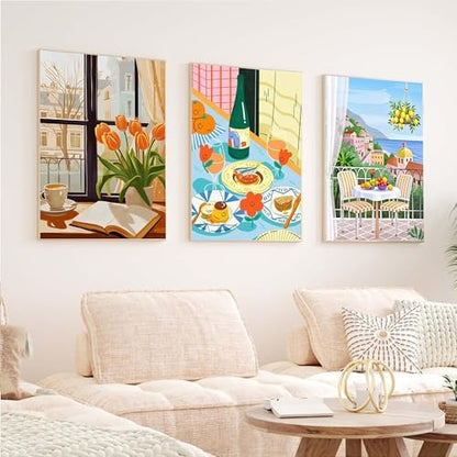 cupmod 6 Packs Coffee Paint by Numbers Kit for Adults,Food DIY Acrylic Oil Painting Paint by Numbers Kits on Canvas Without Frame,Adults' Paint by Numbers Kits for Home Decor 9.8x13.8inch - Image 6