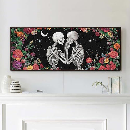 VAIIEYO Paint by Numbers Kit for Adults Skull, Couple Paint by Numbers, Large Size Painting Kit Canvas Drawing Paintwork for Beginner Arts Craft for Home Wall Decor 12x31 inch(Without Frame) by VAIIEYODiamondPainting