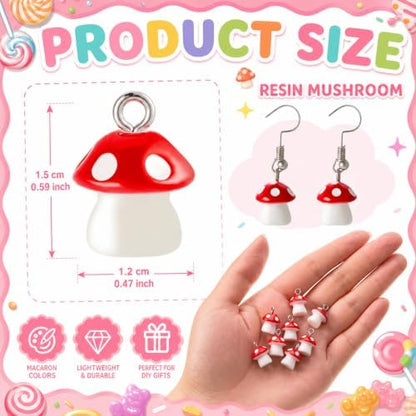 Jetec 50 Pieces DIY Mushroom Resin Charm Pendant Jewelry Finding Charm DIY Decor Making Resin for Women Bracelet Necklace Earrings Keychain Craft - Image 2