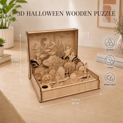 Halloween Wooden Model Kit for Adults, Halloween 3D Puzzle & Table Decor - Image 3
