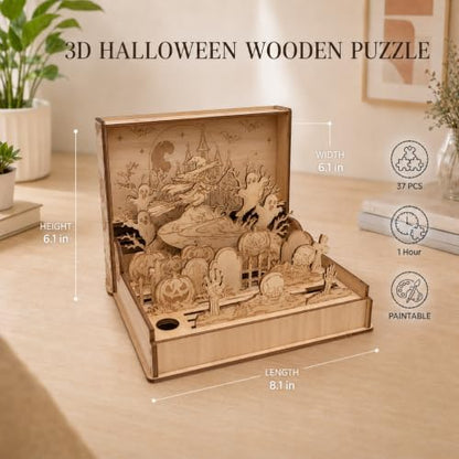 Halloween Wooden Model Kit for Adults, Halloween 3D Puzzle & Table Decor - Image 3
