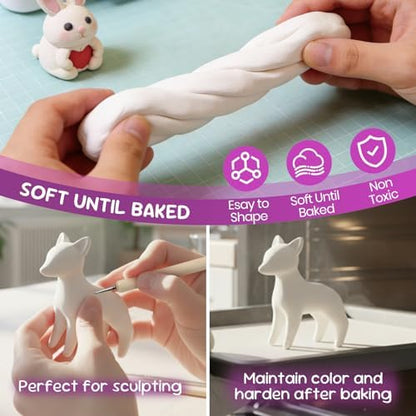 CALPALMY Oven Bake Polymer Clay 5.5lb with Tools Kit, White Sculpting Material for Modeling & Crafts, Soft Until Baked, Non-Toxic DIY Clay for Figurines, Miniatures, Jewelry & Pottery Projects - Image 3