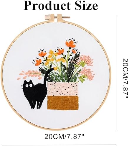 GLTAYLMY 3pcs Embroidery Kit for Beginners DIY Adult Beginner Embroidery Kits with Cat Pattern 1 Embroidery Hoops Needles Threads and Instructions - Image 4