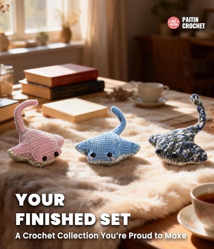 PAITIN Crochet Starter Kit – Easy DIY Craft Set for Adult Beginners, Handmade Yarn Art Project with Video Guidance (Manta Ray) - Image 3