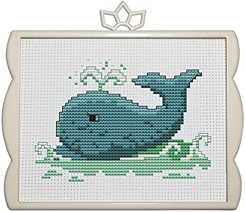 Awesocrafts Cross Stitch Kits Little Whale 11CT Stamped Patterns Easy Cross Stitching Embroidery Needlework Kit Supplies (Whale) by Awesocrafts
