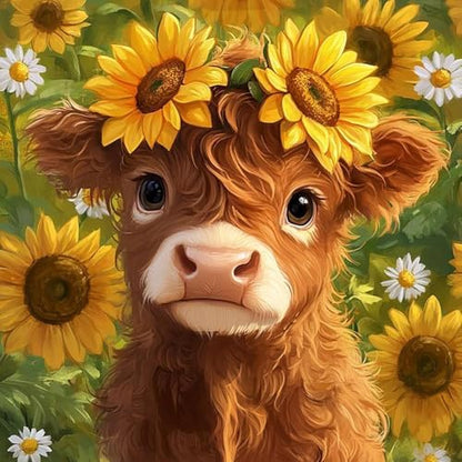 Highland Cattle Cross Stitch Kits for Beginners Adults, Sunflower Patterns Dimensions Needlepoint Art Crafts,Counted Cross Stitch Kits Embroidery Kits for Beginners Adults for Home Decor by Unknown