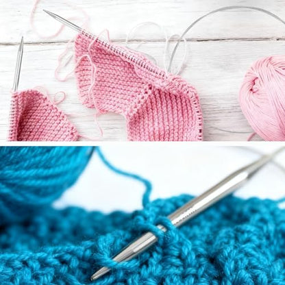Circular Knitting Needles Set,9 Pcs Round Long Stainless Steel Knitting Needles Kit (47 Inch/120cm),9 Sizes from 2mm-6mm,with Small Tools for Beginners,Making Sweater,Scarf,Blanket,Weave DIY Lover - Image 6