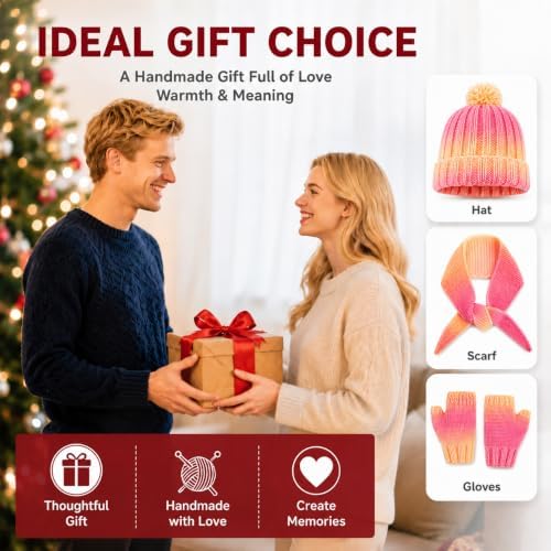 Knitting Kit for Beginners, Complete Starter Kit for Scarf, Hat, Gloves - Image 6