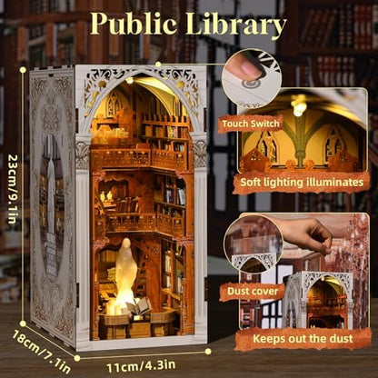 CCCDF Public Library Book Nook Kit, DIY Miniature House Kit for Adults - Image 3