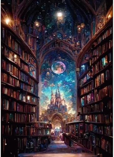 koemhxb Magical Library Paint by Numbers Kit for Adults Beginner Fantasy Acrylic Painting DIY Art Canvas by Number Kits for Gifts Home Wall Decor 16x20 Inch by Koemhxb
