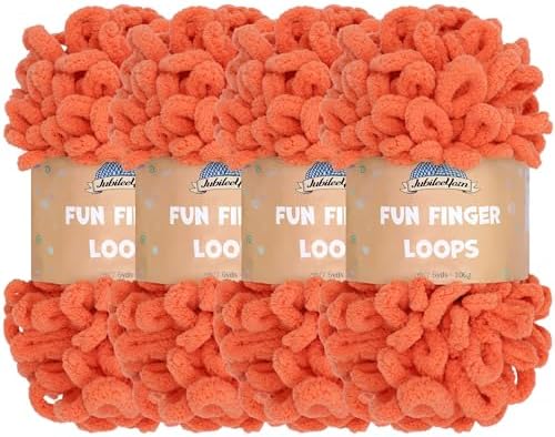 JubileeYarn Fun Finger Loops Yarn - Living Coral - 4 Skeins by BambooMN