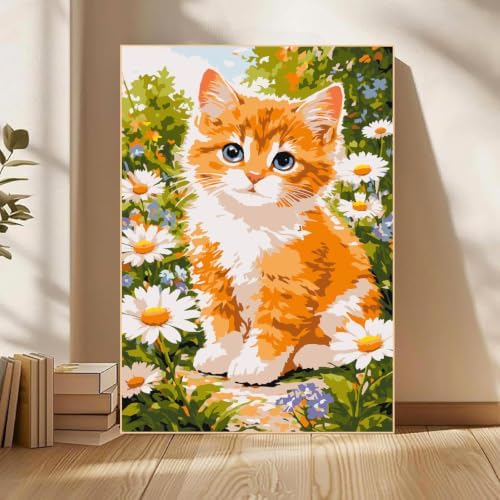 Mowana Easy Paint by Numbers Kit for Adults Beginners, Cat Adult Painting Kit by Numbers with Frame and Easle, Stretched Canvas Paint by Number Kit, 8x12inch - Image 2