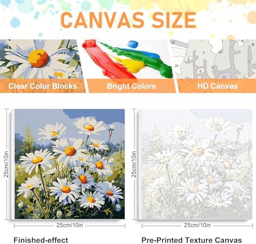 Offito Framed Paint by Numbers Kit for Adults Beginners, Daisy Flowers - Image 2