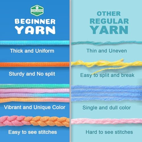 Easy Yarn for Beginner - Crocheting and Knitting Yarn |3 * 1.76oz/60yds; Easy-to-See Stitches; Worsted-Weight Medium #4; Cotton Blend; Amigurumi Crochet Kit(Petal+Blue+Merry Pink) - Image 4