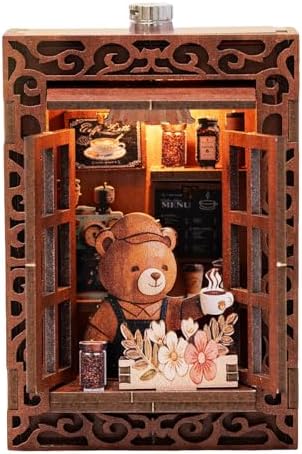 Book Nook Kit - DIY Miniature House Kit for Adults, Teens and Beginners, Dollhouse Booknook Library Tiny House Bookshelf Decor 3D Wooden Puzzle, Gifts for Family, Friends by Unknown