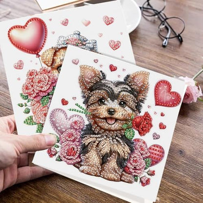JISHSHAY 6 PCS Diamond Art Greeting Cards Dog Diamond Painting Birthday Cards Animal Gem Art Gem Painting Mosaic Kits for Adults for Thanksgiving Anniversary Valentine Graduation All-Occasion - Image 7