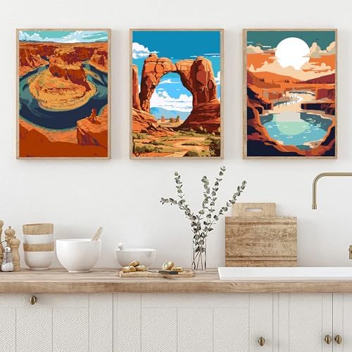 cupmod 6 Packs National Park Paint by Numers Kit for Adults,Landscape Painting by Number Kits on Canvas Without Frame,Landscape Adult Paint by Number Kits for Home Wall Decor 9.8x13.8inch - Image 4