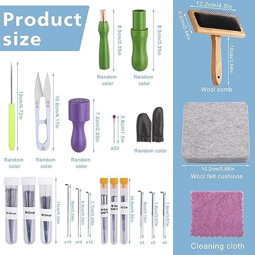 kdafio 74 Pcs Needle Felting Tools, Wool Carding Brush Needle Felting Kit - Image 2