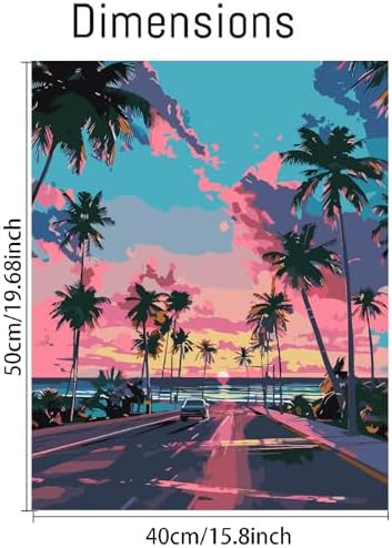 Paint by Numbers Kit for Adults,Sunset Scenery DIY Paint by Number 16x20 In - Image 3