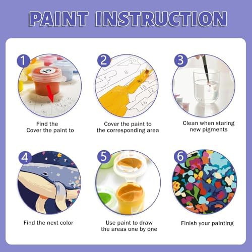 Framed Paint by Numbers Kit for Adults Beginner & Kids Ages 8-12, Dolphin Easy Paint by Numbers with frame, without Easel, DIY Acrylic number painting Kits on Canvas for Gift Home Decor 8 x 12 Inch - Image 6
